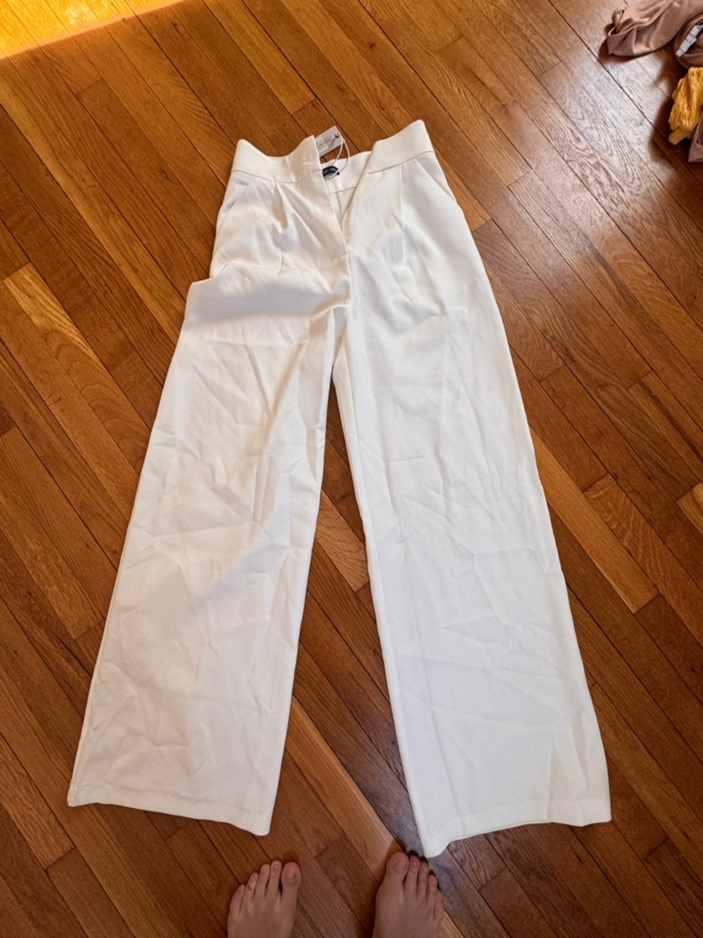 Wide-Leg White Tailored Dress Pants